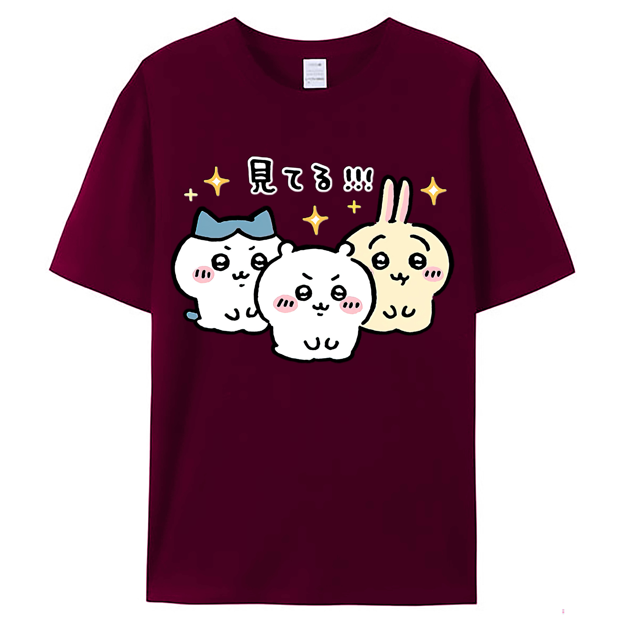 （画像用） ちいかわ ハチワレ Chii-kawa hachiware レディースカジュアルプリントTシャツ（綿100％）